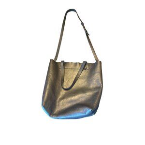 Madewell Black Leather Tote Bag With Adjustable Strap & Interior Pocket